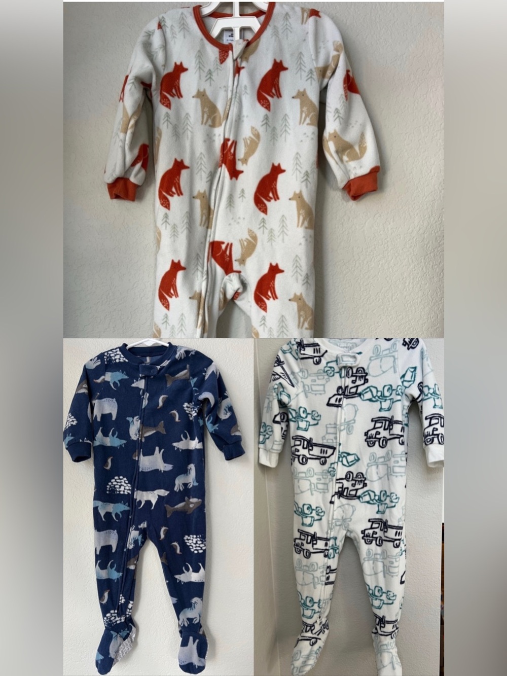 3 piece fleece onesie set cute animals